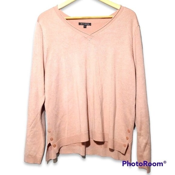 Tint & Shadow Knit Sweater-Size XL-Soft Pink-L/S- Button Detail - Casual - Picture 1 of 7